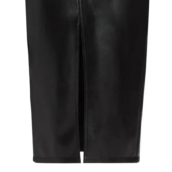 Cinq à Sept Tana Faux Leather Black Midi Skirt NWT Size 6 - Picture 4 of 5